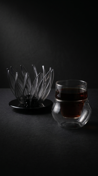 The Ritual's flower cone dripper and double-wall glass, alternate angle